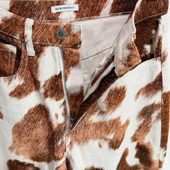 WeWoreWhat Cow Print Jeans Women's Size 25 Brown and White Straight Leg Denim - Picture 5 of 7